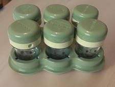 Nutribullet Baby 6 Green Storage Containers Jar Set  Tray  Silicone Tray W/Lid