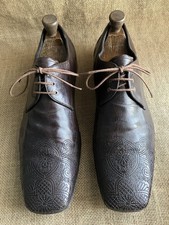 PRADA Mens Brown Leather Plain Toe Derby Shoes Size UK 9 || US 10