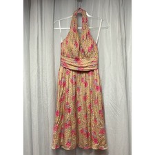 Betsey Johnson Fairy Silk Dress Floral Halter Y2K Vintage Rockabilly Cottagecore