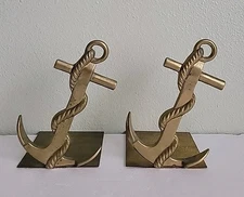 Vintage Solid Brass Anchor Bookends Nautical Maritime Decor Heavy Set of 2