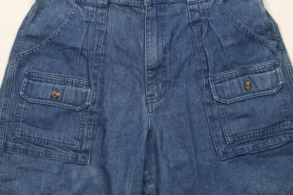 Pantalones Cortos De Colección Cabelas Para Mujer 12 Desteñidos Calce Más Largo 7 Bolsillos Denim Jean Carga Azul Foto 3 de 4