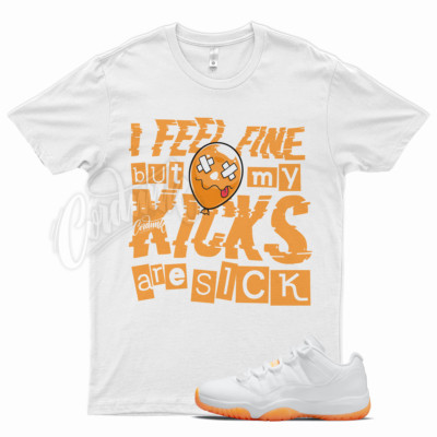White SICK V2 T Shirt for J1 11 Low Bright Citrus Laser Orange Vapormax Plus