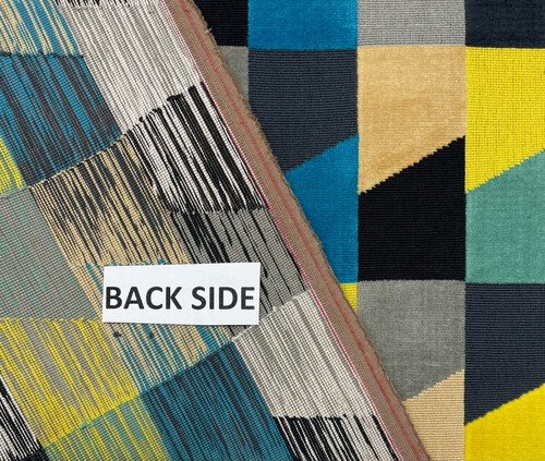 MOMENTUM TEXTILES LUCIO CAPRI VELVET BLUE GEOMETRIC MULTIUSE FABRIC BY YARD 50"W - Picture 5 of 6