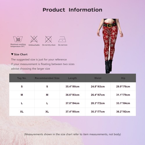 Womens Funny 3D Printed Christmas Leggings Santa Claus High Waist Xmas Pants - Picture 44 of 50