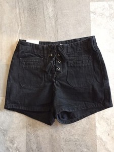 black high waisted lace up shorts