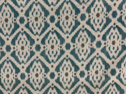 Tela ciega cortina francesa pequeña Ikat azulada/gris/avena 280 cm de ancho - Imagen 2 de 4