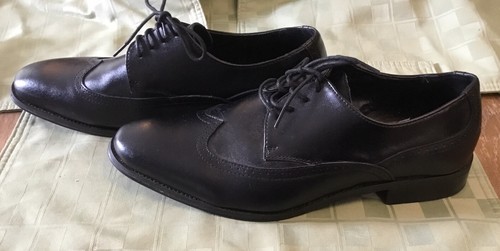 Joseph Abboud Mens Size 11 BLACK Wing Tip Oxford Dress Shoes Excellent Pre-Owned - Picture 3 of 6