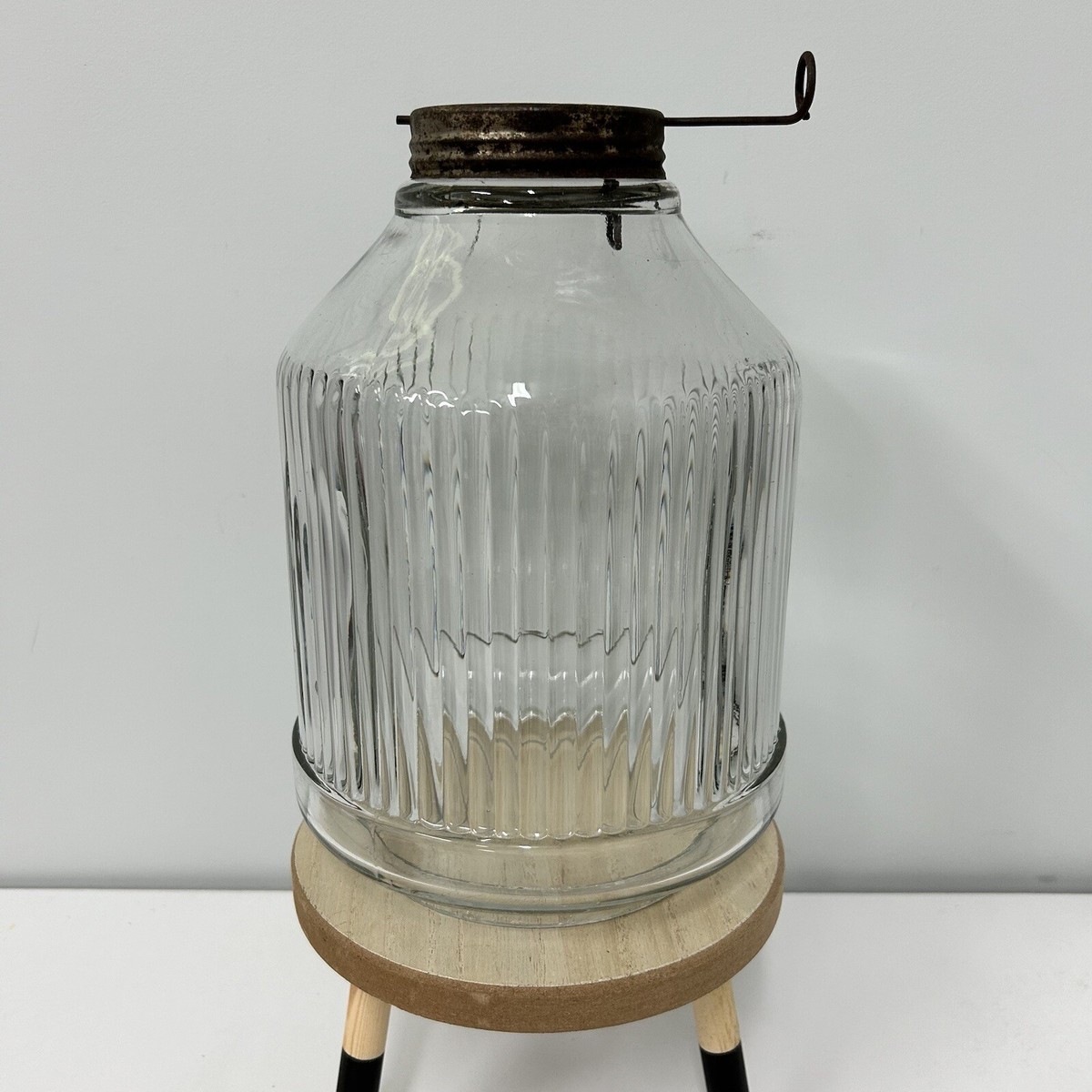 Hoosier Cabinet Glass Jar Sugar Flour Lid Sliding Dispenser