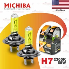 2x H7 477 Michiba 12v 55w Headlight Halogen Bulbs Lamp Globe 2300k Lemon Yellow 2x H7 477 Michiba 12v 55w Headlight Halogen Bulbs Lamp Globe 2300k Lemon Yellow
