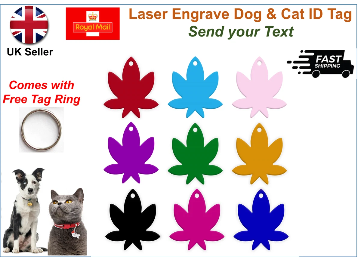 Personalised Engraved Dog Tag ID Tags Name Maple Leaf Pet Tags Animal Cat Badge