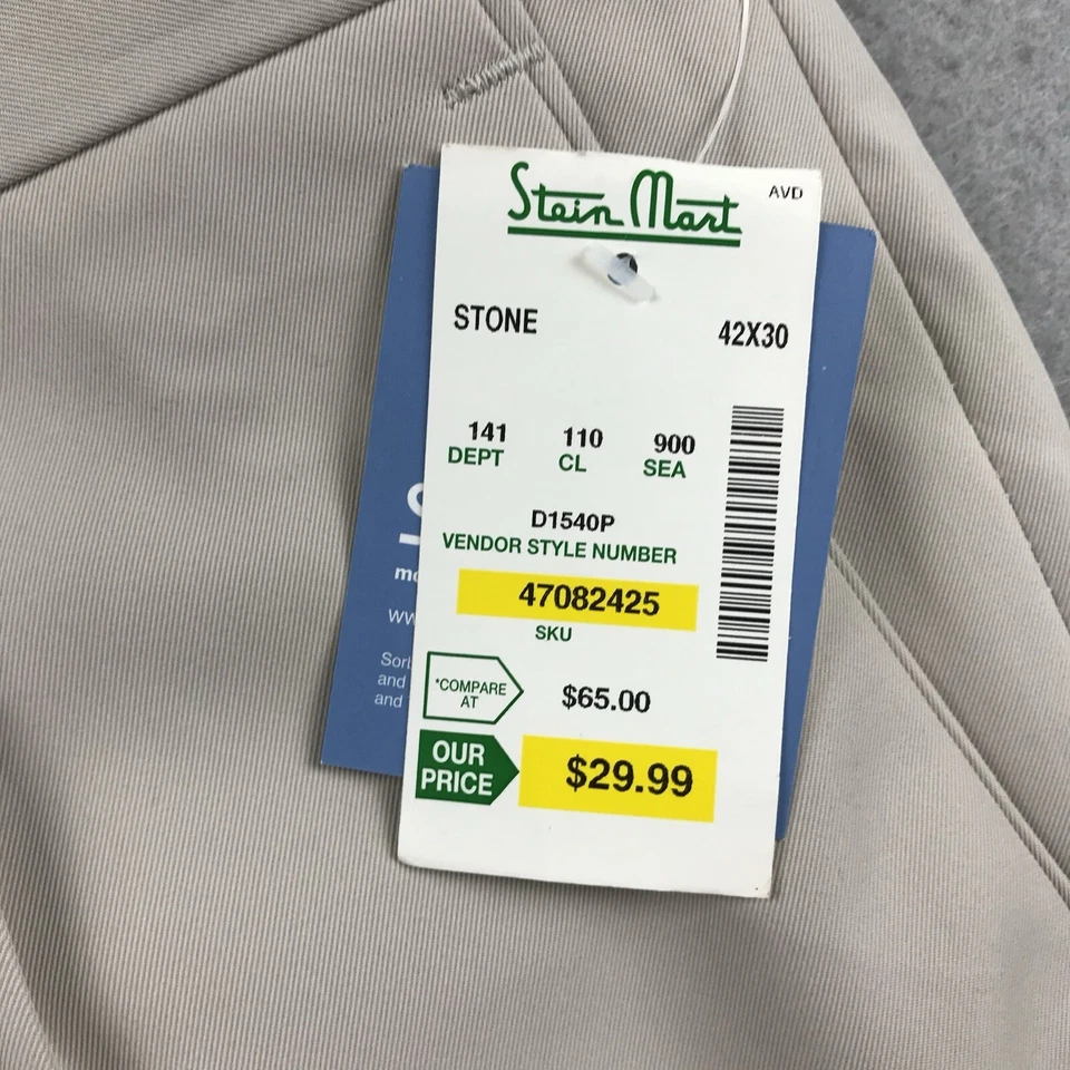 Pantalones de golf Alan River para hombre 42X30 blanco roto plisados sin puños de hierro absorbentes nuevos con etiquetas* Foto 2 de 4