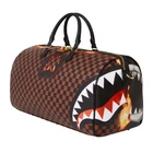 Sprayground Sharks In Paris Split Duffle Brown Bag Checkered Black Monogram New