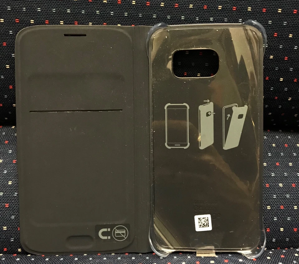 Funda tipo billetera abatible para teléfonos Samsung Galaxy S6 edge - negra, modelo: EF-WG925PB Foto 3 de 3