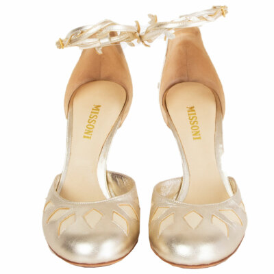 62533 auth MISSONI metllic gold Ankle Strap Pumps Shoes 37 | eBay