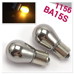 2X S25 1156 BA15S 3497 W21W Amber Chrome Bulb Rear Signal Light for Toyota