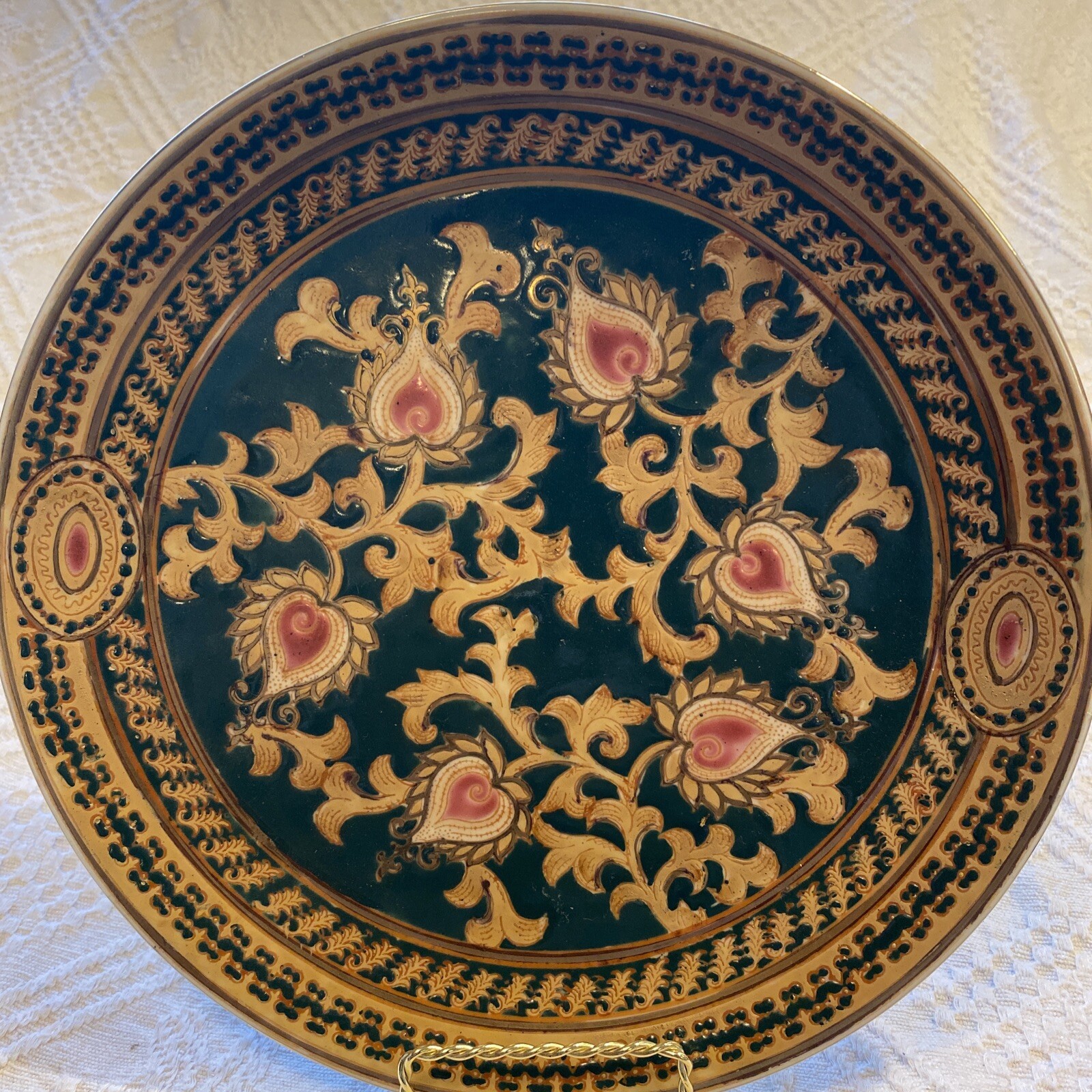 A Quality Product by Oriental Accent Plate 10” Gold Green Pink eBay