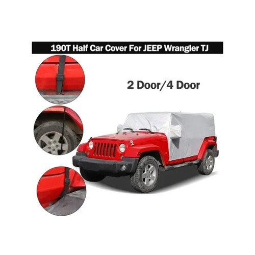 Half Car Cover Waterproof Anti-Dust Protection For Jeep Wrangler CJ YJ TJ 87-24 - Picture 4 of 10
