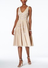 NWT! Adrianna Papell Embellished Tea-Length Dress [ SZ 10 ] #e332