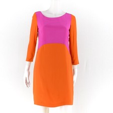 Eliza J Royal Collection Colorblock Perfect Pink Orange Silk Dress Women's Small