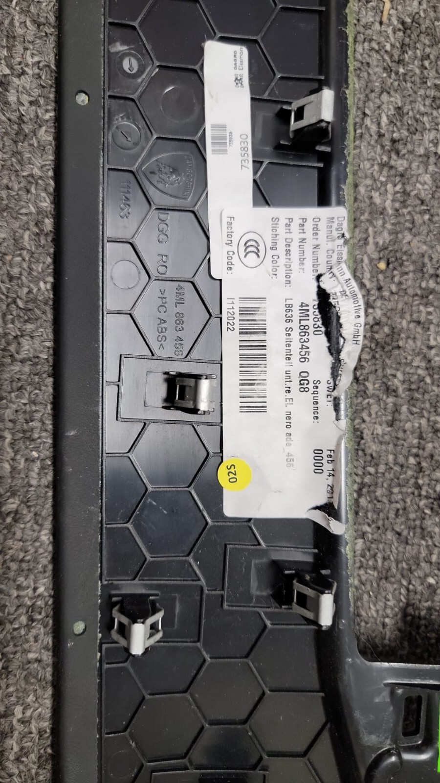 Lamborghini Urus Center Console Blanket Trim Panel 4ML863456 2019 - 2023 Oem