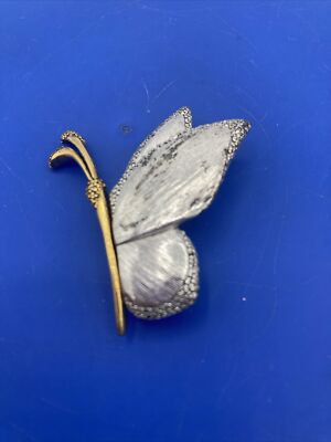 Vintage Butterfly LC Liz Claiborne Two Tone Metal Jewelry Brooch
