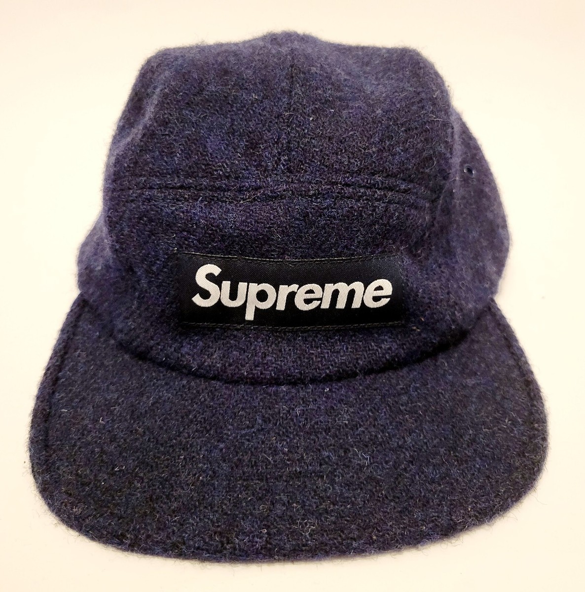 Supreme Hat Blue Box Logo 5 Panel Cap Camp Harris Tweed Made In 