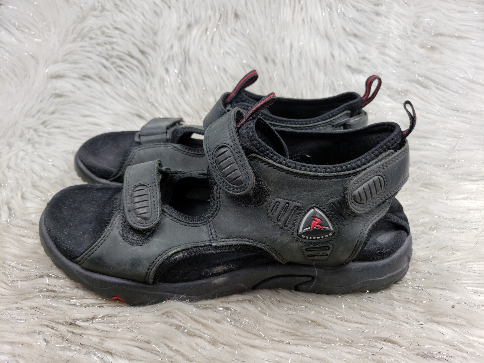 ECCO RECEPTOR Black Leather Active Sandals Size US 9 … Gem