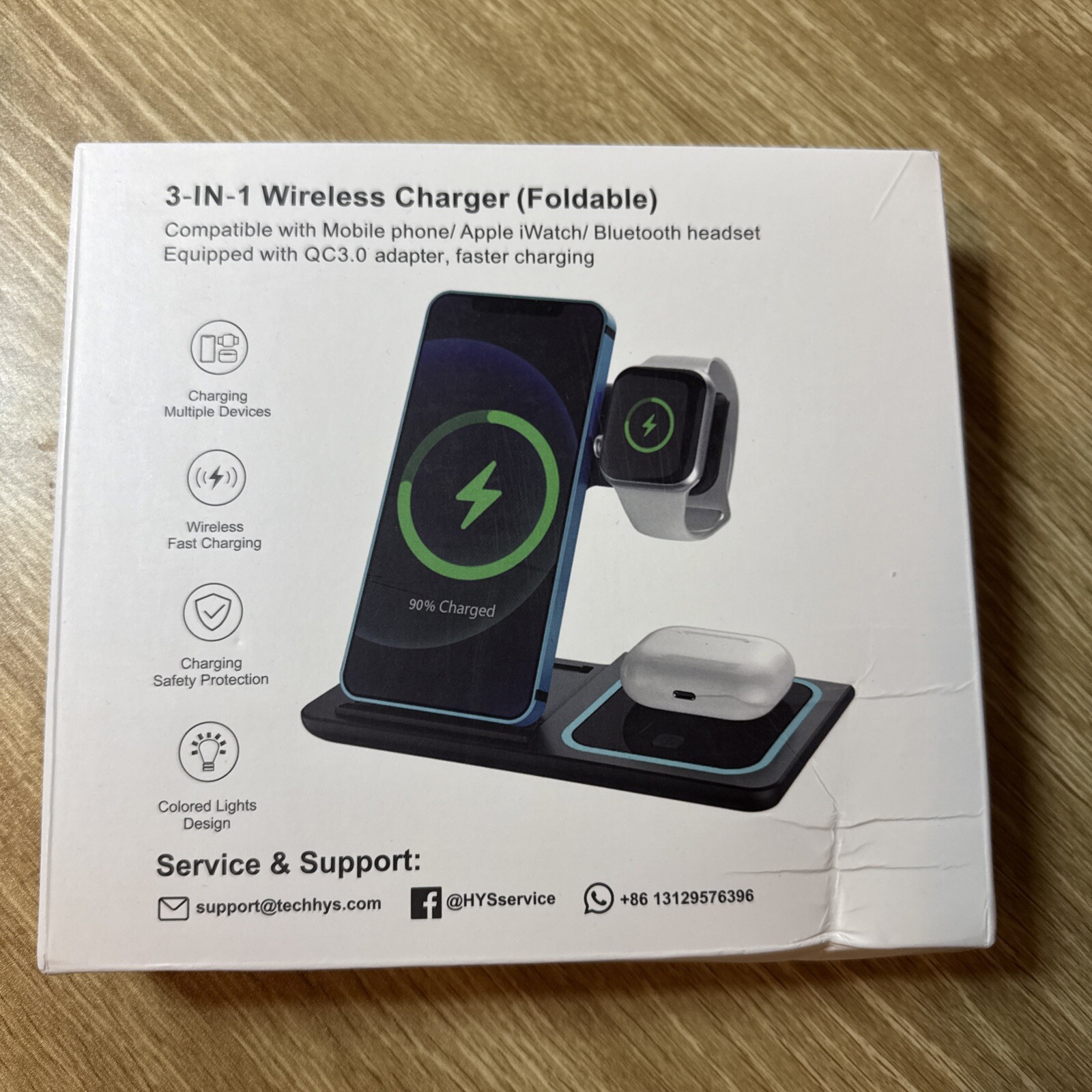 Wireless Charger 3 in 1 Foldable Qi Charging station for Samsung iPhone 13/12/11