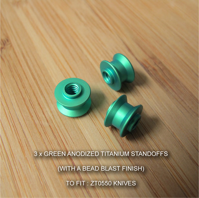 Zero Tolerance ZT0550 ZT 550 Knife MATT GREEN Anodized Custom Titanium Standoffs