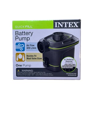 INTEX QUICK FILL BATTERY PUMP W/ 3 ASSORTED NOZZLES INFLATES/DEFLATES  AP638 NEW