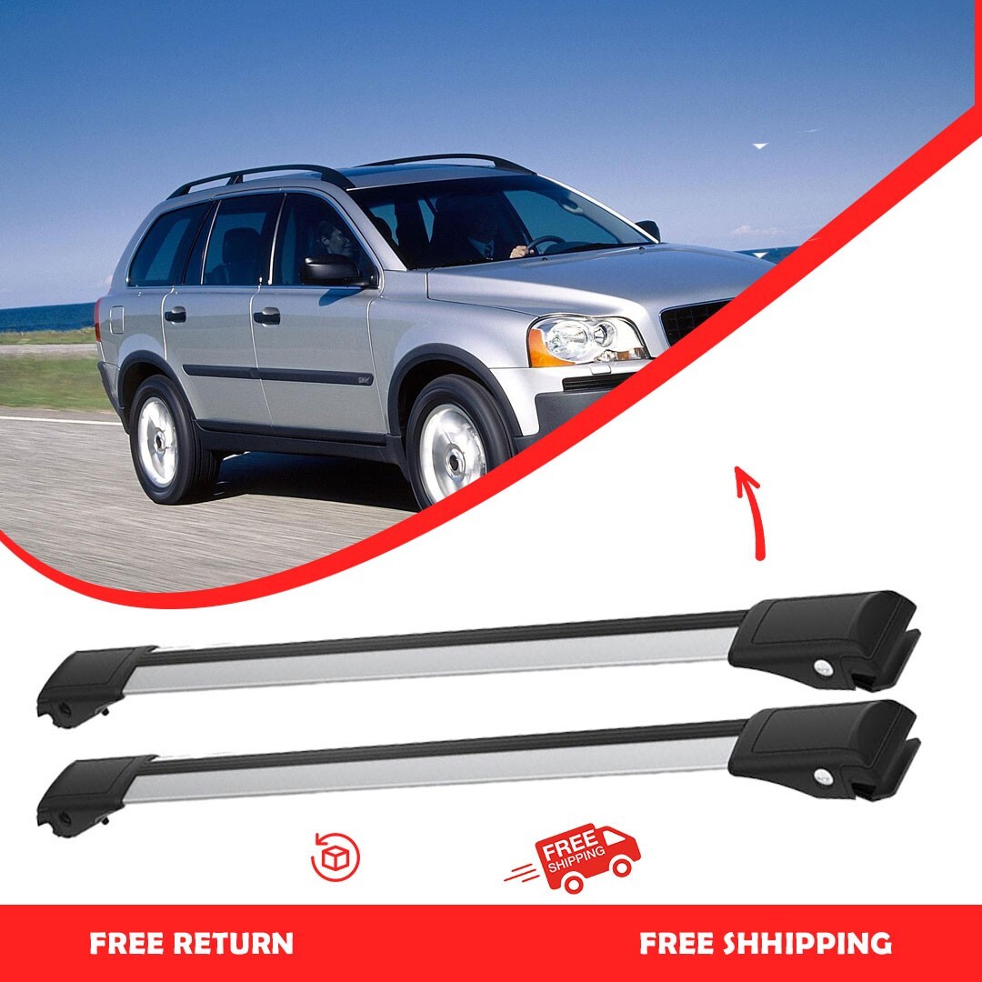 rhino racks volvo xc90 roof bars Volvo XC90 2002-2014 For Roof Rack Cross Bars Silver Top luggage