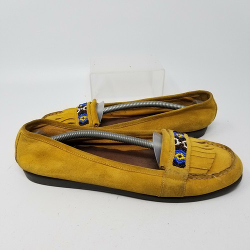 yellow suede flat shoes