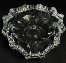Heavy Crystal Clear Glass Mid Century Modern 6" Ashtray 4 Cigar Rests VTG