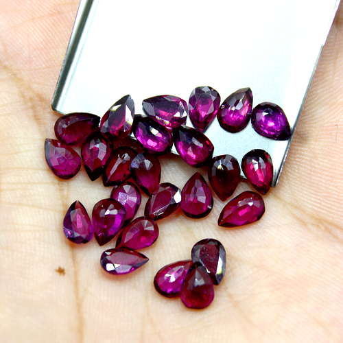 25 pezzi granato rodolite naturale non trattato 6,8 mm-7,3 mm pietre preziose sfuse taglio pera - Foto 7 di 9