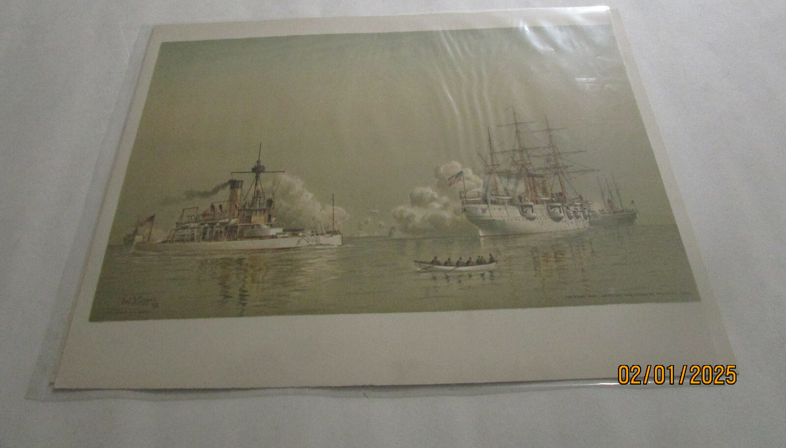 Frederic Cozzens Ship Print Miantonomoh Newark Litho Print 1893 13 X 10