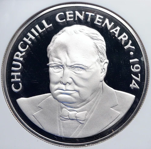 1974 CAYMAN ISLANDS 100 Years WINSTON CHURCHILL Proof Silver $25 Coin NGC i89301