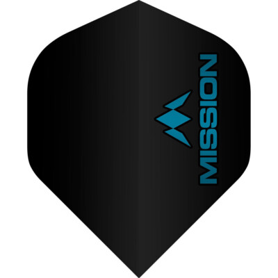 Mission Logo Dart Flights - 100 Micron - UV Finish - No2 (Standard) - Black - Bl