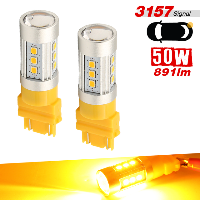2x 3157 4157K High Power 15LED Amber Yellow Turn signal / Parking
