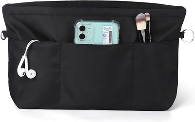 Handbag Organizer Nylon Purse Organizer Insert Bag Tote Shaper Bag in Bag(Black,