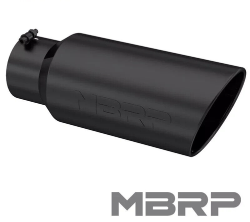 MBRP BLACK EXHAUST TIP 5" INLET 7" OUTLET 18" LENGTH ROLLED END T5127BLK - Picture 1 of 3