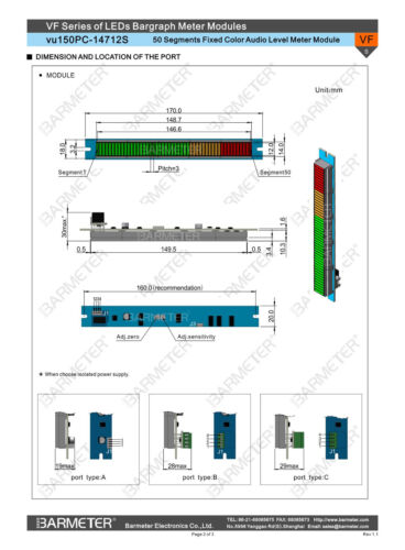 Misuratore VU stereo LED 50 sec 147 mm console audio picco barra di attesa/display punti - Foto 3 di 10