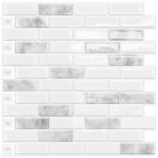 Kitchen Backsplash Self Adhesive Wall 3D Marble Tiles Peel and Stick Bathroom...