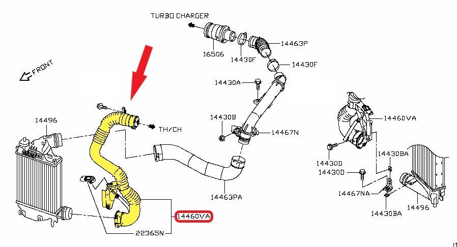 Turbo Hose Air Hose For NISSAN X-TRAIL (T32) 1.6 dCi 144604BE1B