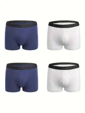 4 Pack Mens Blue & White Relaxed Fit Comfortable Boxres Size X L