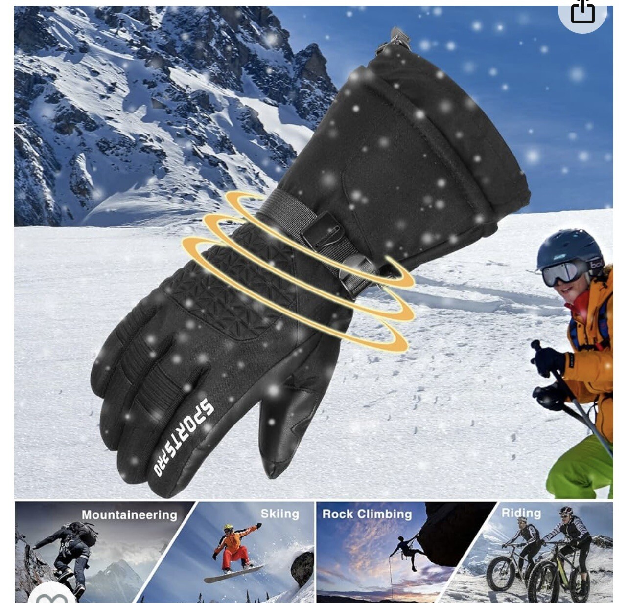 Men’s Black Ski Gloves Windscreen Compare