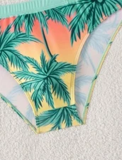 New Men's Sexy Island Palms Low Rise Swim Bikini w/Hang Free Contoured Pouch-Gay