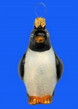 SMALL PENGUIN EUROPEAN BLOWN GLASS CHRISTMAS TREE ORNAMENT PINGUIN KLEIN