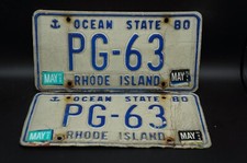 1980 Rhode Island Vintage License Plate PAIR / SET # PG - 63