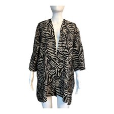 ZARA Cardigan Women's Size M Oversized Animal Print Open Front Pockets Mobwife
