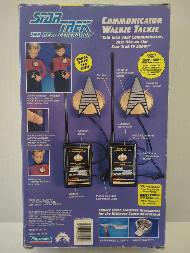 NEW Playmates 1993 Star Trek The Next Generation Communicator Walkie Talkie 6119 - Image 2 of 4
